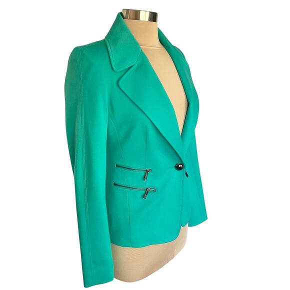 Anne Klein Jade Green Single Button Blazer Black Hardware Size 2 Business Career - Picture 4 of 11